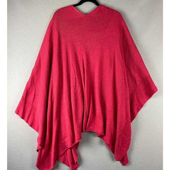 J Jill Cape Wrap Shawl Womens One Size Pink Cotton Blend Knit Colorful Casual - Picture 8 of 12